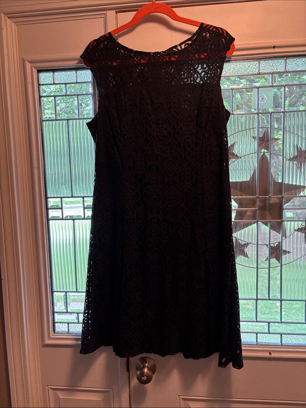American Living Black Lace Cap-Sleeve Fit-and-Flare Dress